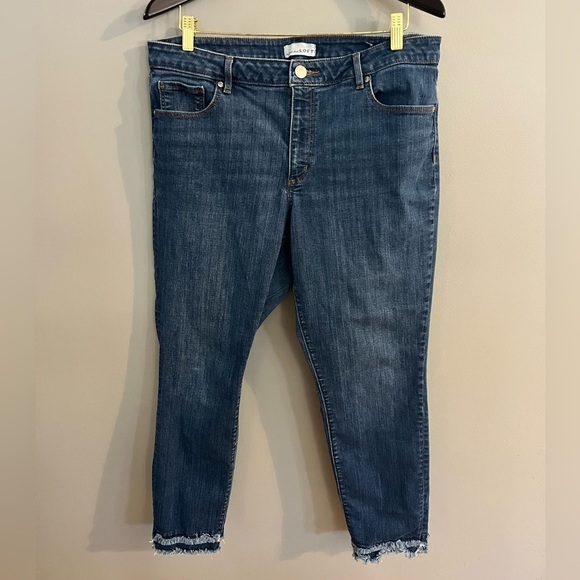 Made & Loved Loft Curvy Skinny Slim Blue Jeans Raw Hem Women’s 14 waist 32 - Picture 8 of 10